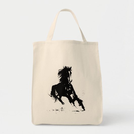 Kunstpaarden met zwarte en witte Pop Tote Bag (Voorkant)