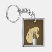 Kunstpalet en bruine Sleutelhanger penselen (Voorkant Links)