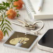 Kunstpalet en bruine Sleutelhanger penselen (Voorkant Rechts)