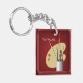 Kunstpalet en penselen Canvas rode Sleutelhanger (Voorkant Links)