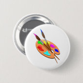Kunstpalet en penselen ronde button 5,7 cm (Voorkant /achterkant)