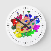 Kunstpalet en penselen ronde klok (Voorkant)