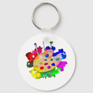 Kunstpalet en penselen sleutelhanger