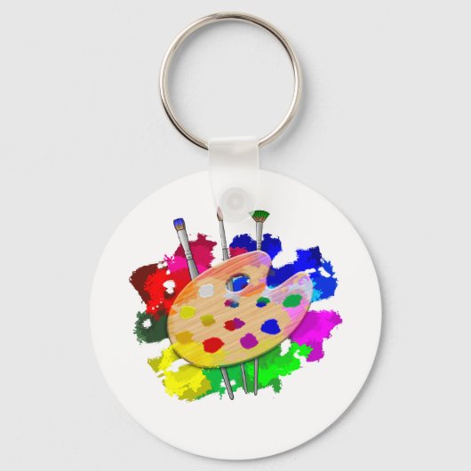 Kunstpalet en penselen sleutelhanger (Voorkant)