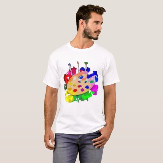 Kunstpalet en penselen t-shirt (Voorkant volledig)