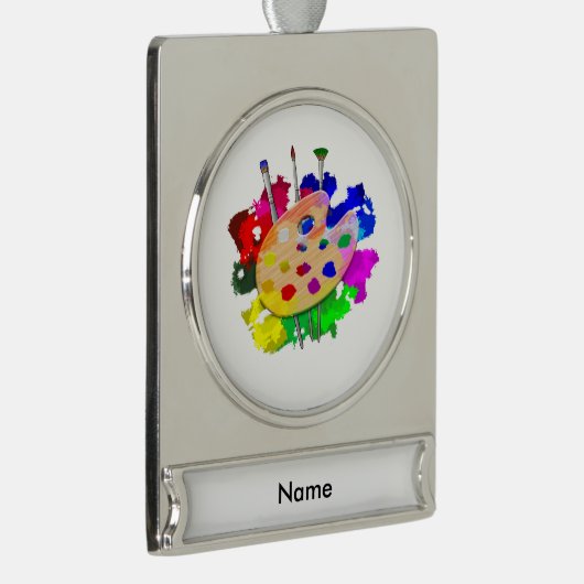 Kunstpalet en penselen verzilverd banner ornament (Rechts)