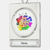 Kunstpalet en penselen verzilverd banner ornament (Links)