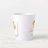 Kunstpalet met verfkwast en tekst op wit latte mok (Voorkant)