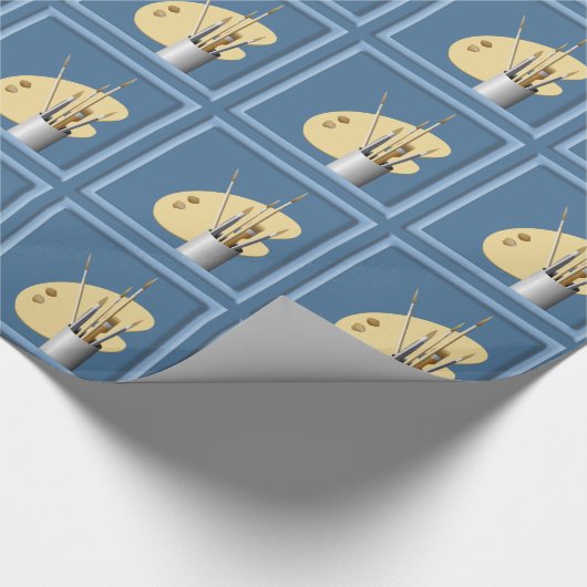 Kunstpaletpenselen met glanzende wrapppers cadeaupapier (Hoek)