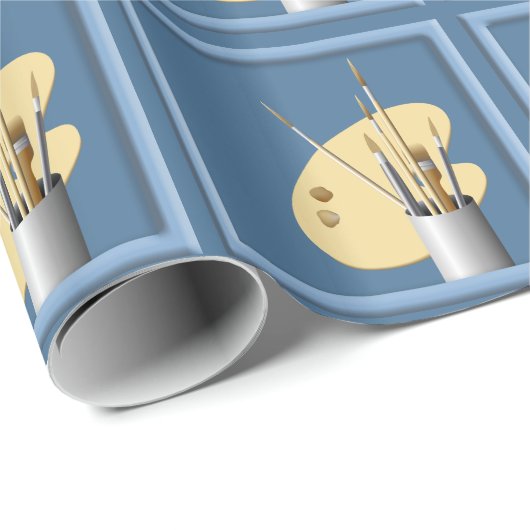 Kunstpaletpenselen met glanzende wrapppers cadeaupapier (Rol Hoek)