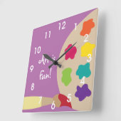 Kunstpaletwandklok - Paars Vierkante Klok (Hoek)