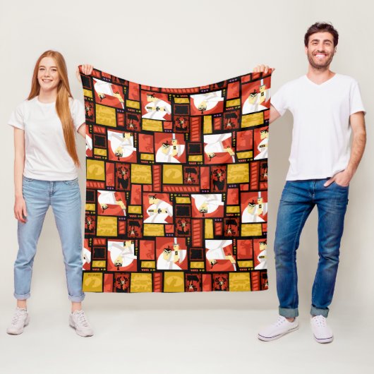 Kunstpaneelpatroon Samurai Jack & Aku Fleece Deken (In situ)