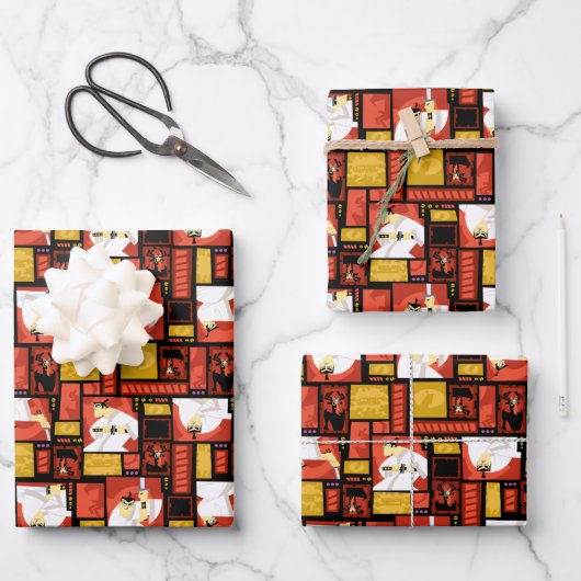 Kunstpaneelpatroon Samurai Jack & Aku Inpakpapier Vel (Voorkant)