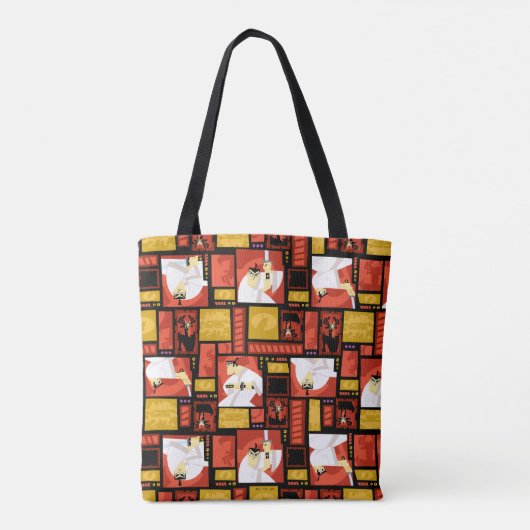 Kunstpaneelpatroon Samurai Jack & Aku Tote Bag (Achterkant)