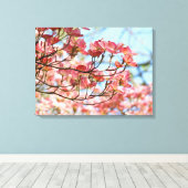 Kunstpanelen Roze Dogwood Bomen natuur Canvas Afdruk (Insitu (Houten vloer))