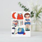  kunstpapierdollar. Cute paper cutout pop. Briefkaart (Staand voorkant)