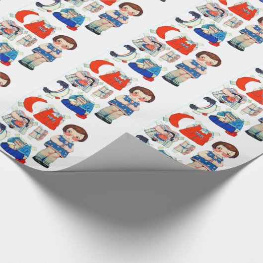  kunstpapierdollar. Cute paper cutout pop. Cadeaupapier (Hoek)