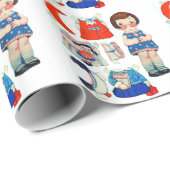  kunstpapierdollar. Cute paper cutout pop. Cadeaupapier (Rol Hoek)