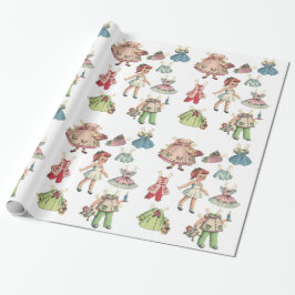  kunstpapierdollar. Cute paper cutout pop. Cadeaupapier