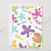 Kunstpartij Birthday Colorful Rainbow Paint Girl Kaart (Achterkant)