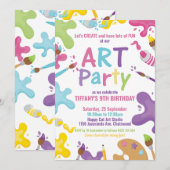 Kunstpartij Birthday Colorful Rainbow Paint Girl Kaart (Voorkant / Achterkant)