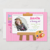 Kunstpartij Birthday-uitnodigingen met foto (meisj Kaart (Voorkant)