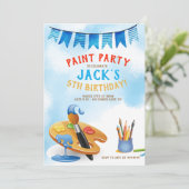 Kunstpartij die de verjaardag schildert kaart (Staand voorkant)