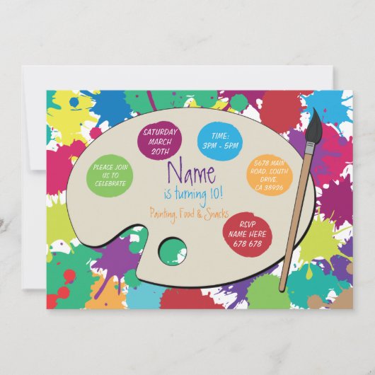 Kunstpartij die het Palet van de Verf van de Dagen Kaart (Voorkant)