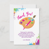 Kunstpartij Kunstschilder Meisje Birthday Party Bedankkaart (Voorkant)