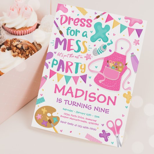 Kunstpartij Kunstschilder Meisje Birthday Party Kaart