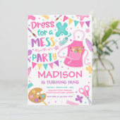 Kunstpartij Kunstschilder Meisje Birthday Party Kaart (Staand voorkant)