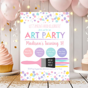 Kunstpartij Paint Party pasta Birthday Kaart