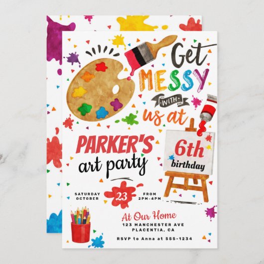 Kunstpartij verjaardagsschildering kaart (Voorkant / Achterkant)