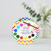 Kunstpartij voor regenboogverf, pooldots, strips kaart (Staand voorkant)