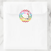 Kunstpartij voor regenboogverf ronde sticker (Tas)
