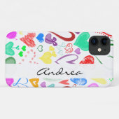 Kunstpatronen, kleurrijke harten, Jouw naam Case-Mate iPhone Case (Achterkant (horizontaal))