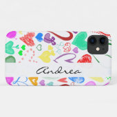 Kunstpatronen, kleurrijke harten, Jouw naam Case-Mate iPhone Case (Achterkant (horizontaal))