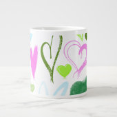 Kunstpatronen, kleurrijke harten, Jouw naam Grote Koffiekop (Voorkant)
