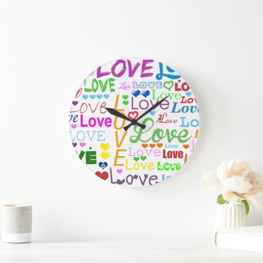 Kunstpatronen, kleurrijke harten, liefde grote klok (Huis)