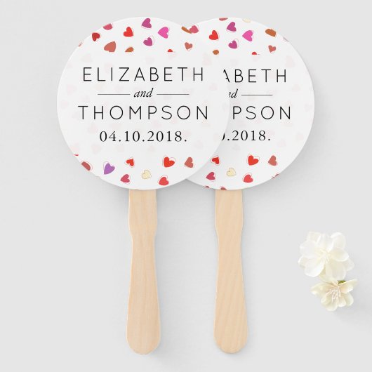 Kunstpatronen, rode harten, liefde, bruiloft handwaaier (Voorkant en achterkant)