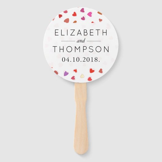 Kunstpatronen, rode harten, liefde, bruiloft handwaaier (Voorkant)