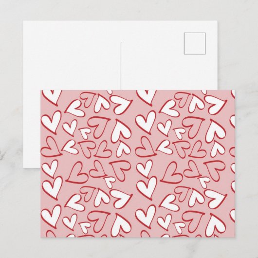 Kunstpatronen, rode harten, roze harten, liefde briefkaart (Voorkant / Achterkant)