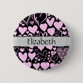 Kunstpatronen, roze harten, Jouw naam Ronde Button 5,7 Cm (Voorkant)