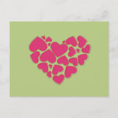 Kunstpatronen, roze harten, liefde briefkaart (Voorkant)