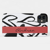 Kunstpatronen, zwarte harten, Jouw naam Case-Mate iPhone Case (Achterkant (horizontaal))