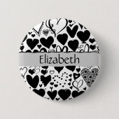 Kunstpatronen, zwarte harten, Jouw naam Ronde Button 5,7 Cm (Voorkant)