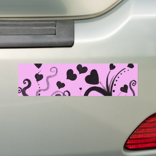 Kunstpatronen, zwarte harten, Stippen, liefde, roz Bumpersticker (Op auto)
