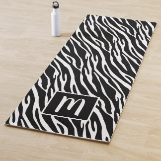 Kunstpatroon aangepaste monogram met Zebra Stripes Yogamat