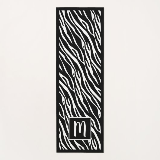 Kunstpatroon aangepaste monogram met Zebra Stripes Yogamat (Voorkant)