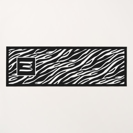 Kunstpatroon aangepaste monogram met Zebra Stripes Yogamat (Voorkant (horizontaal))